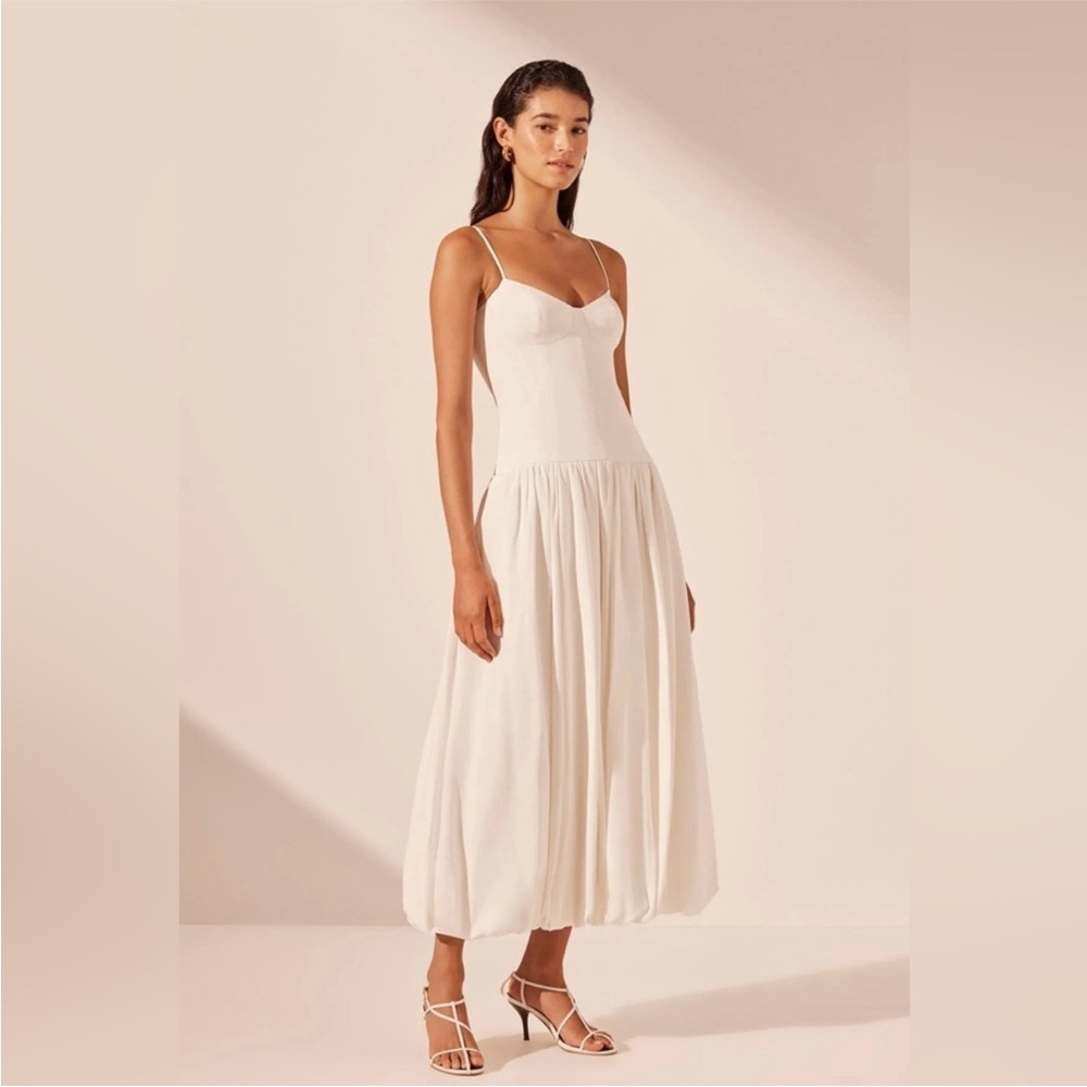 Shona Joy Vento Bustier Bubble Midi Dress Size 2 Ivory